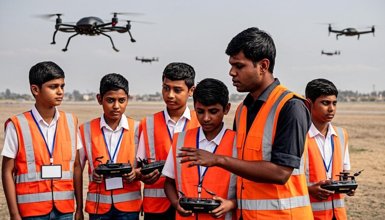 SFA Global drone training academy students flying drones with instructor